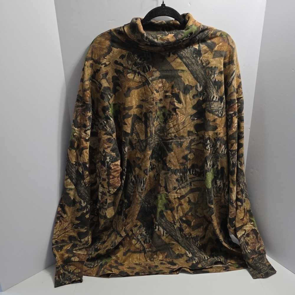Vintage Realtree Camo Long Sleeve Mock Neck Shirt Size 3XL Made In USA 7591